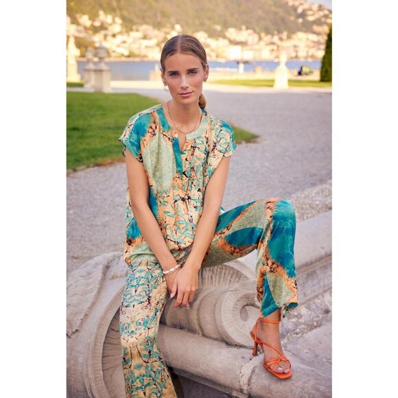 NWT SOYA CONCEPT Emly 2B Satin Boho Print Trousers - Picture 4 of 11